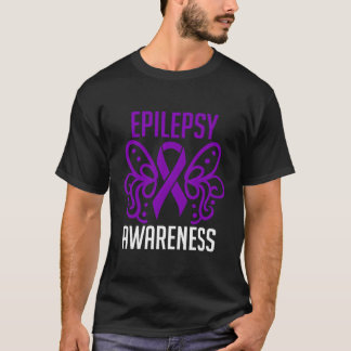 T-shirt Violet Ruban Papillon Epilepsie Sensibilisation