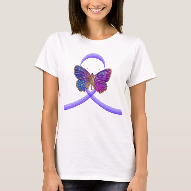 T-shirt Violet Ruban Violet Violence domestique Sensibilis (Devant)