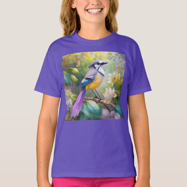 T-shirt Violet Tufted Jay Imaginaire Bird (Devant)