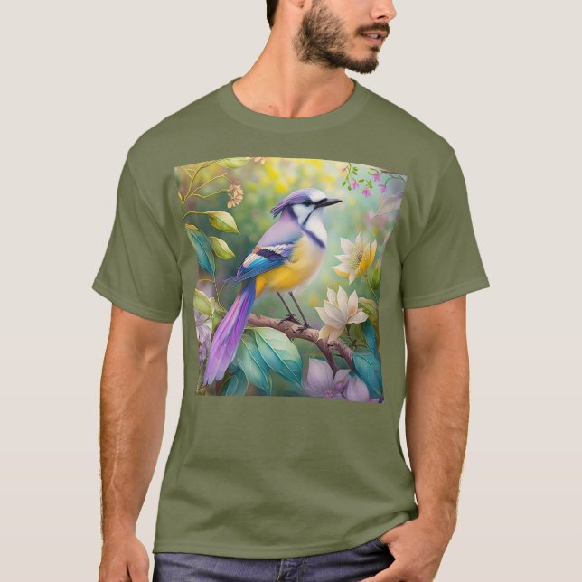 T-shirt Violet Tufted Jay Imaginaire Bird (Devant)