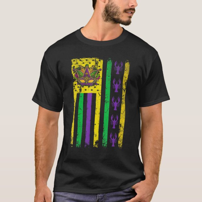 T-shirt Violet vert Jaune nous drapeau écrevisse Jester Fu (Devant)