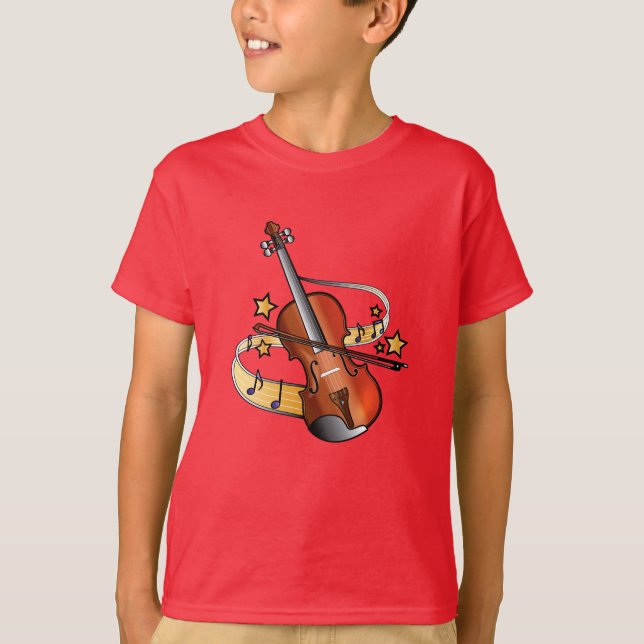 T-shirt Violin and Bow with Notes and Stars (Devant)