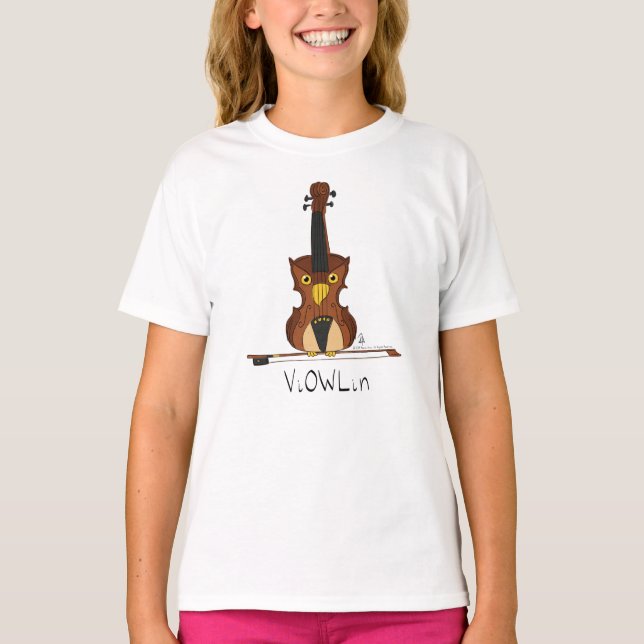 T-shirt Violin Owl Music Enseignant Cute Kids (Devant)