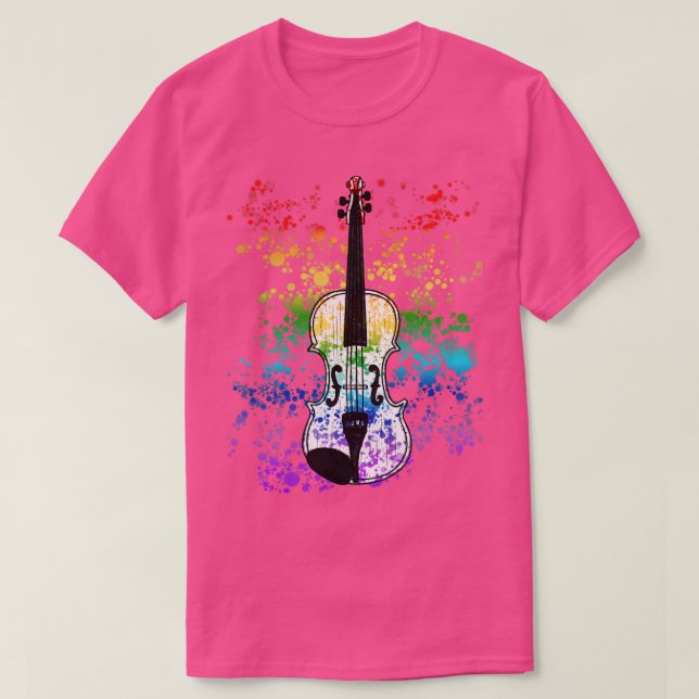 T-shirt Violon Arc-en-ciel Couleurs Violoniste Chaîne Joue (Design devant)
