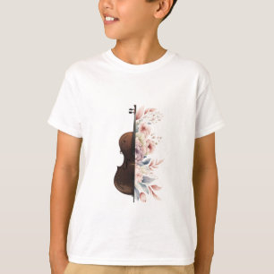 T-shirt Violon aux fleurs.