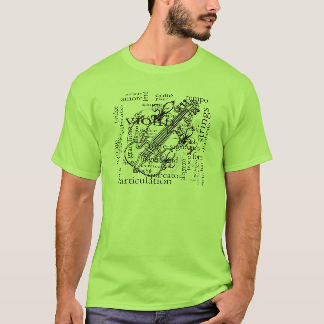 T-shirt violon avec des mots (Devant)