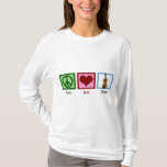 T-shirt Violon d'amour de paix<br><div class="desc">Signe de paix,  coeur et violon mignons sur un T-shirt de violoniste.</div>