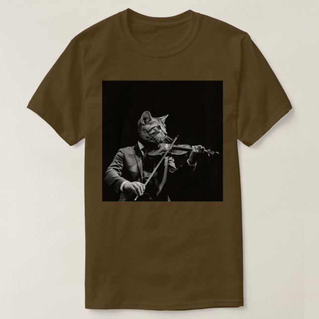 T-shirt violon de chat noir (Design devant)