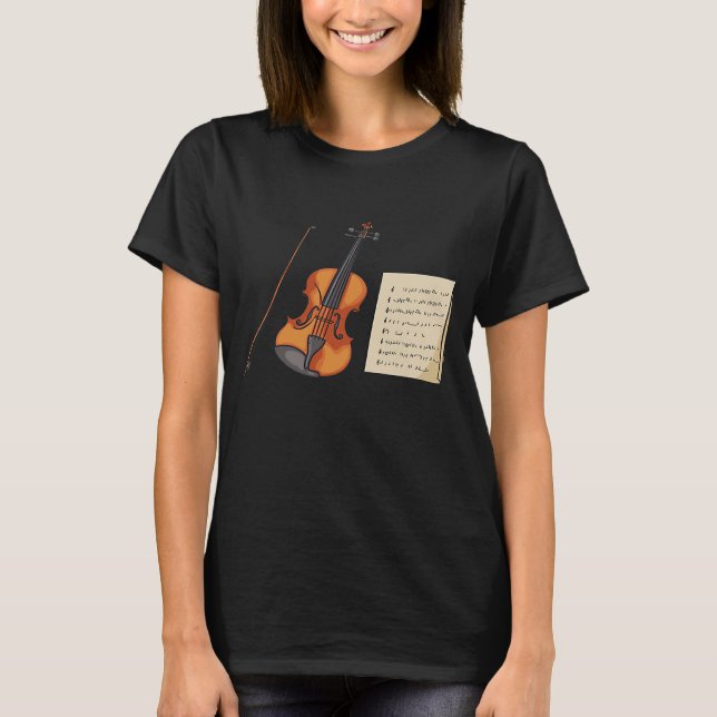 T-shirt Violon Et Partition Musique Violons (Devant)