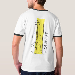 T-shirt Violon minimaliste noir + violoniste jaune