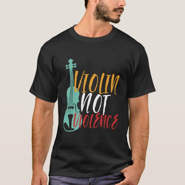 T-shirt Violon Pas Violence Amusant Orchestre Musique Puns (Devant)