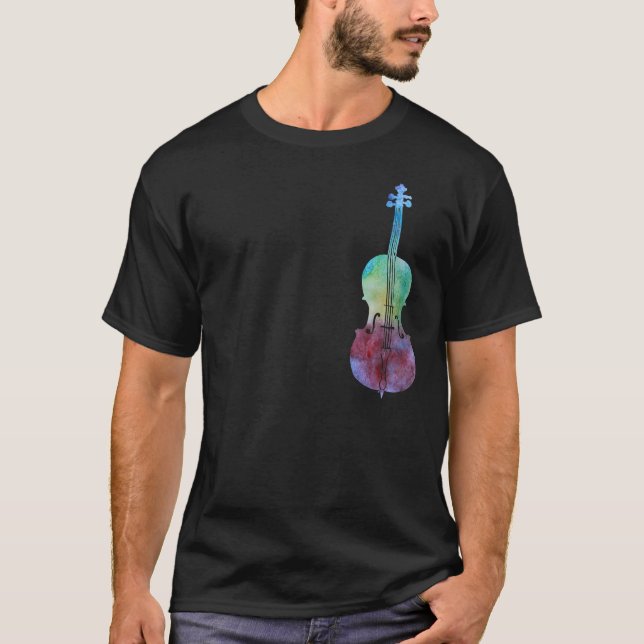 T-shirt Violoncelle lavé par couleur (Devant)