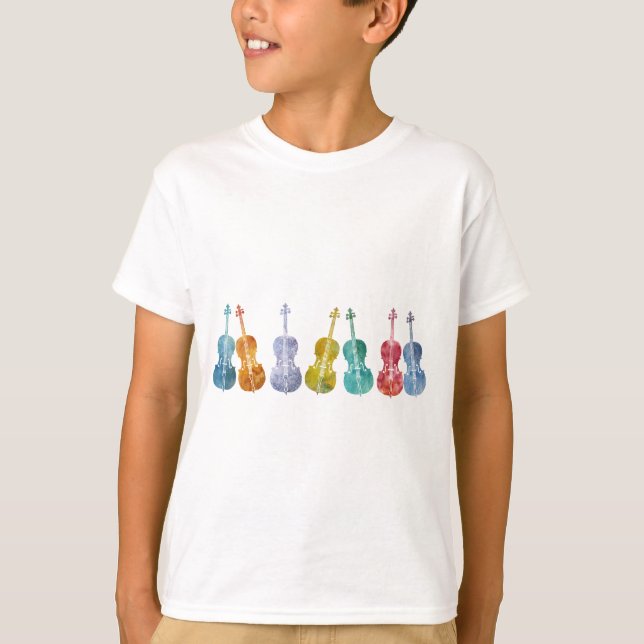 T-shirt Violoncelles multicolores (Devant)
