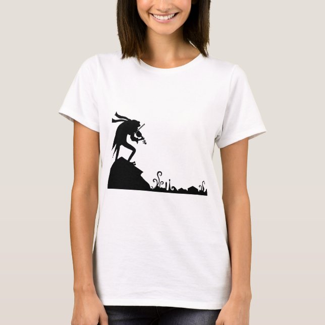 T-shirt Violoneur de grenouille sur le toit (Devant)