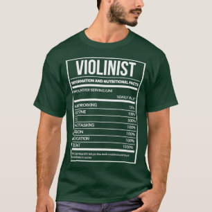 T-shirt Violoniste Funny Violin Nutrition Étiquette pour f
