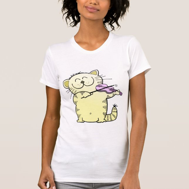T-shirt Violoniste mignon de chaton (Devant)