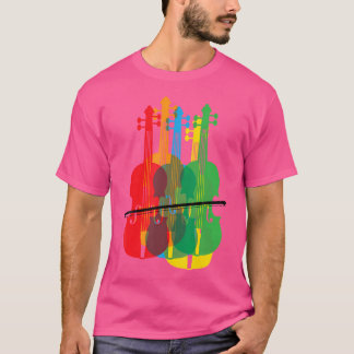 T-shirt Violons multicolores Cadeau d'anniversaire pour mu