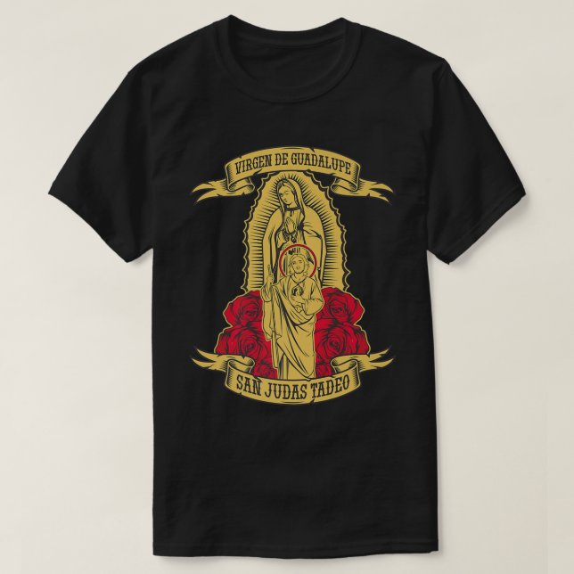 T-shirt Virgen de Guadalupe con San Judas Tadeo Premium  (Design devant)