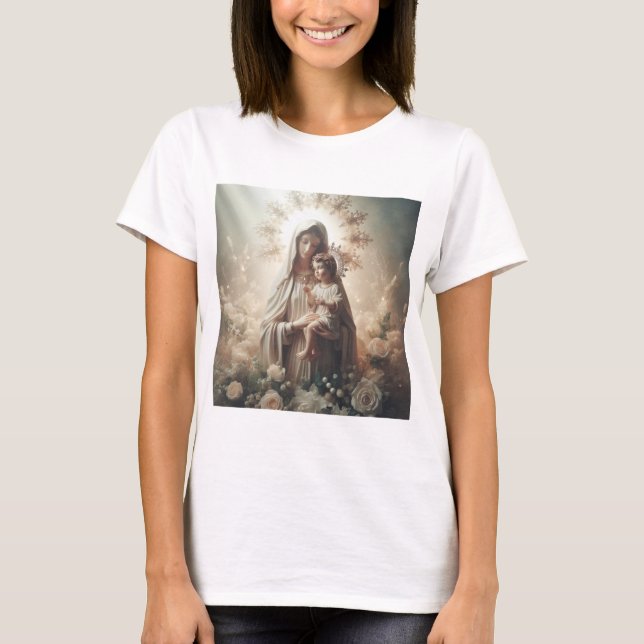 T-shirt Virgen y Niño: Amor Divino en Serenidad Celestial (Devant)