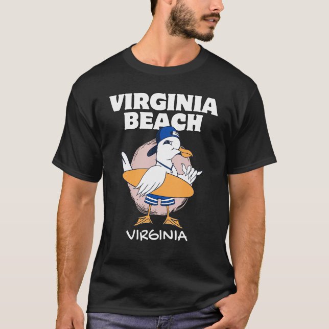 T-shirt VIRGINA BEACH Surf Vintage Seagull Retro (Devant)