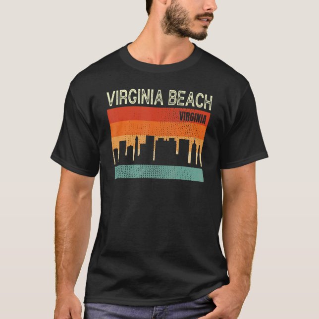 T-shirt Virginia Beach Virginia Town Skyline (Devant)
