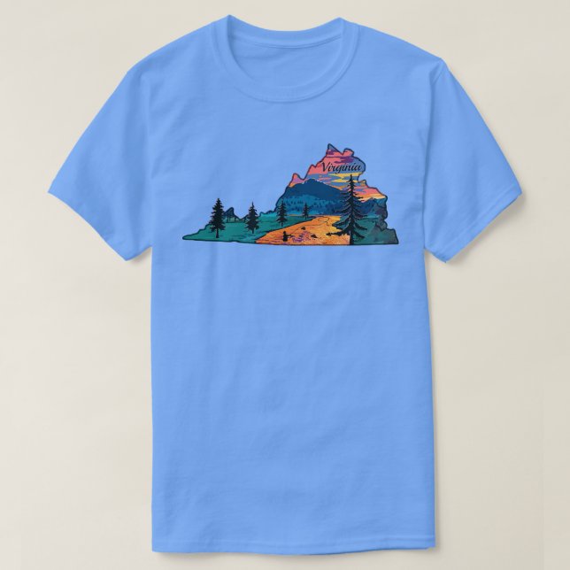 T-shirt Virginia Fly Fishing State River Sunset by TeeCrea (Design devant)