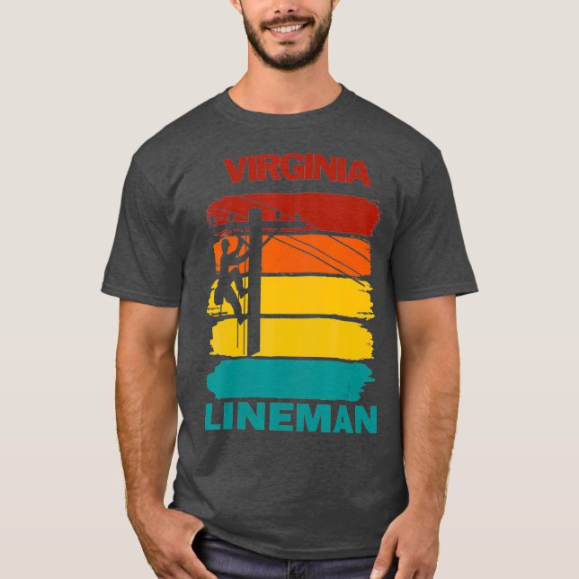 T-shirt Virginia Lineman Sunset Electricien électrique (Devant)