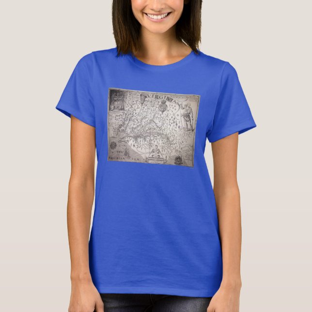 T-shirt Virginia Map, 1612 (Devant)