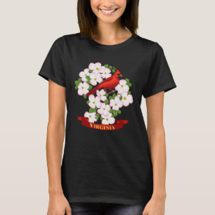 T-shirt Virginie State Cardinal Bird and Dogwood Flower