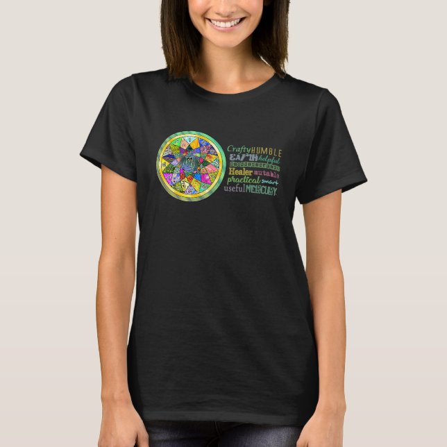T-shirt Virgo Astrology Mandala characteristics traits  un (Devant)