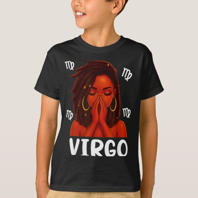 T-shirt Virgo Loc'd Black Woman Pray Christian Zodiac Birt (Devant)