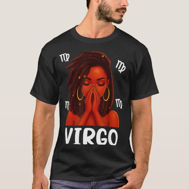 T-shirt Virgo Loc'd Black Woman Pray Christian Zodiac Birt (Devant)