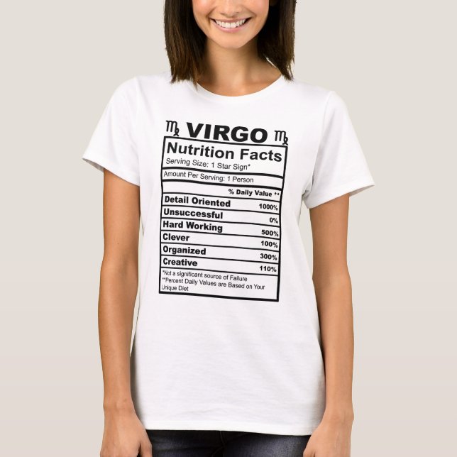 T-shirt Virgo Nutrition Facts Zodiac Sign Horoscope - Cami (Devant)