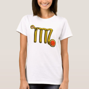T-SHIRT VIRGO / OR, GRIS ORANGE AGATE ZODIAC SIGNE JEWEL