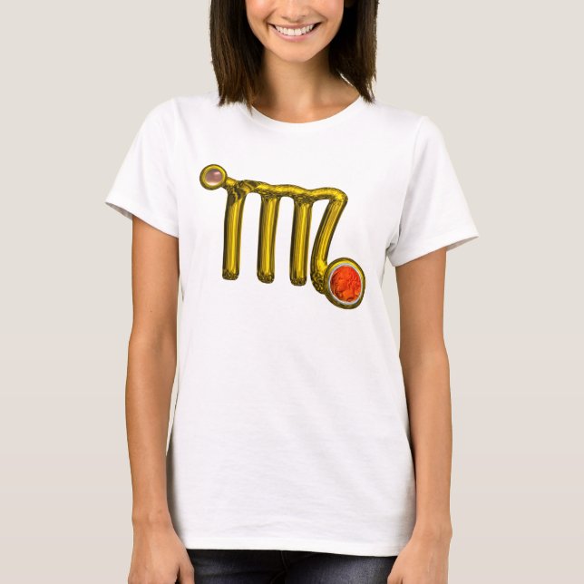 T-SHIRT VIRGO / OR, GRIS ORANGE AGATE ZODIAC SIGNE JEWEL (Devant)