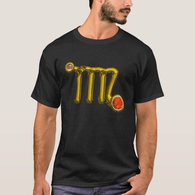 T-SHIRT VIRGO / OR, GRIS ORANGE AGATE ZODIAC SIGNE JEWEL (Devant)