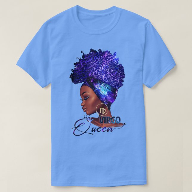T-shirt Virgo Queen Afro Melanin Girl Cadeau Anniversaire  (Design devant)