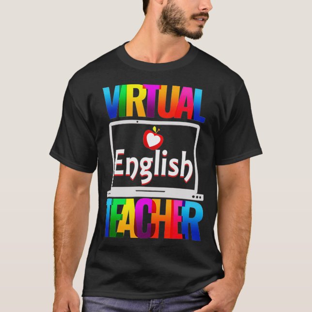 T-shirt Virtual English Enseignant Drôle Retour À L'École (Devant)