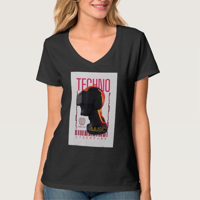 T-shirt Virtual Reality Gaming Techno Cyberpunk Music (Devant)
