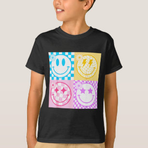 T-shirt Visage à damier sourire heureux rétro ambiance Tre