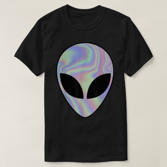 T-shirt Visage Alien Holographique Esthétique (Design devant)
