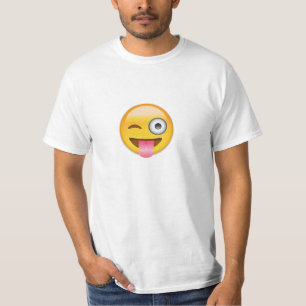 T-shirt Visage avec coincés la langue et l'oeil Emoji de