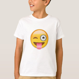 T-shirt Visage avec coincés la langue et l'oeil Emoji de
