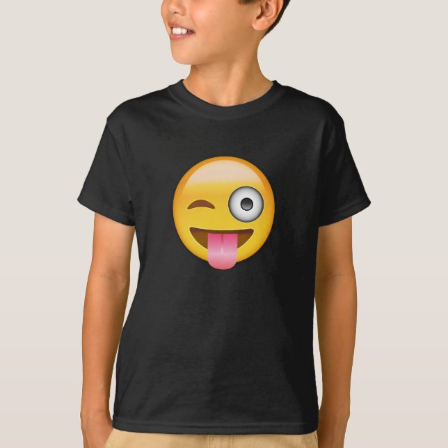 T-shirt Visage avec coincés la langue et l'oeil Emoji de (Devant)