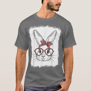 T-shirt Visage Bleu Lapin Avec Lunettes De Coeur & Bandana