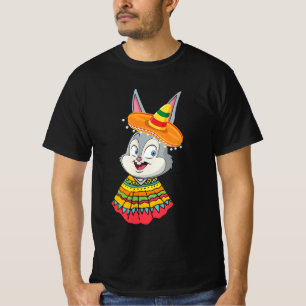T-shirt Visage Bunny avec Sombrero Casquette Cinco De Mayo