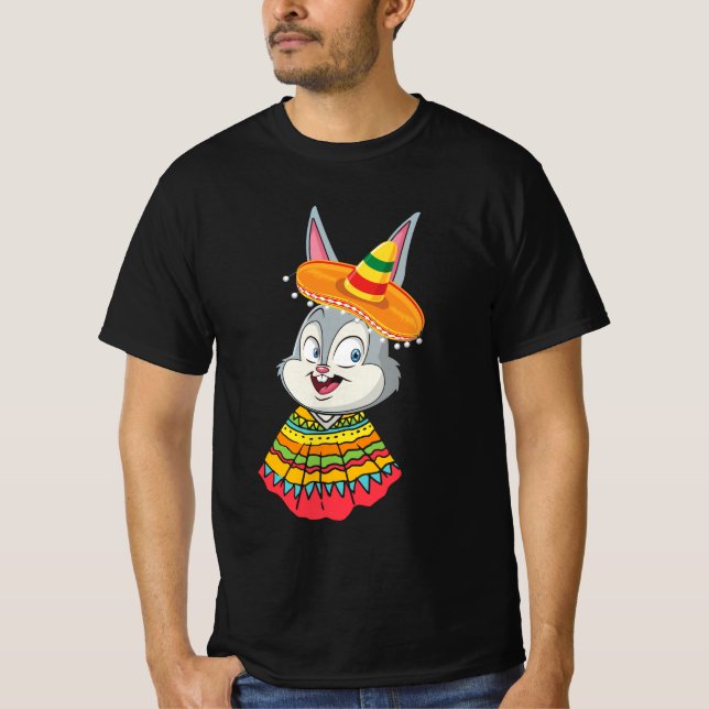 T-shirt Visage Bunny avec Sombrero Casquette Cinco De Mayo (Devant)