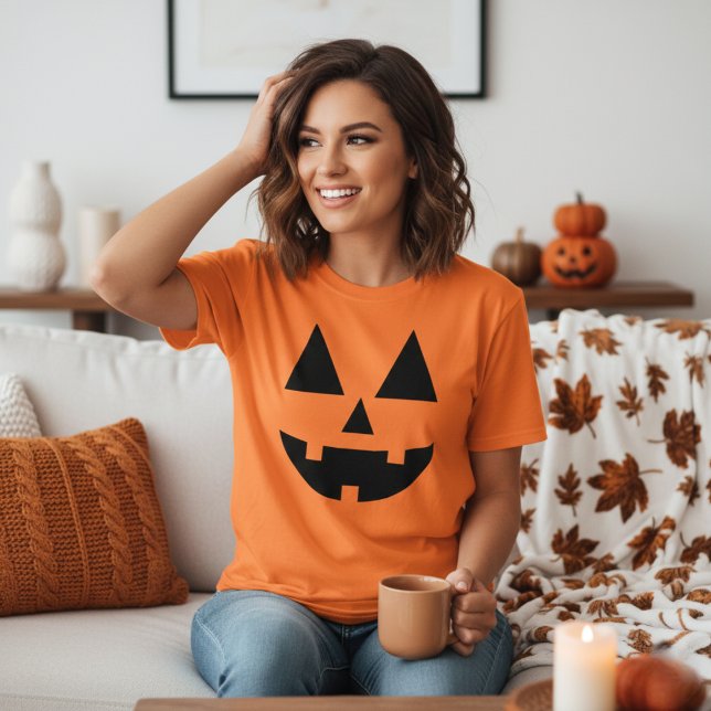 T-shirt Visage Citrouille de Jack-O-Lantern (Jack-O-Lantern Halloween Pumpkin Face T-Shirt)