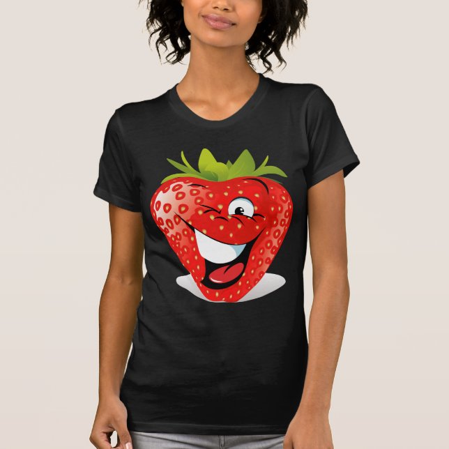 T-shirt Visage clignotant heureux de fraise (Devant)