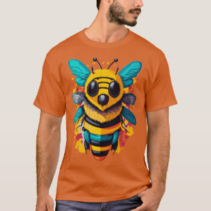 T-shirt visage coloré d'abeille mignonne vibrante